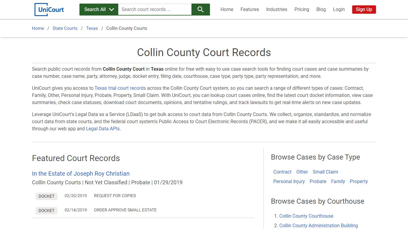 Collin County Court Records | Texas | UniCourt